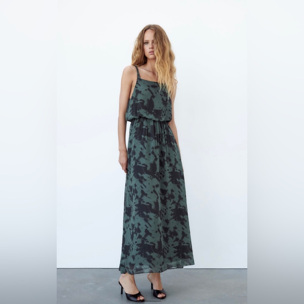 Vestido Estampado green ZARA WOMEN